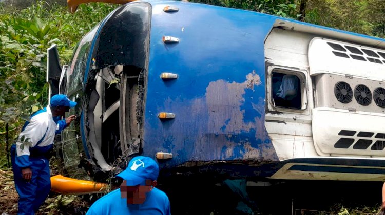 Bus interprovincial cae al abismo en la vía Alóag – Santo Domingo